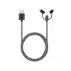 Sandberg 3in1 Lightning+MicroUSB+USB-C 1m, 1 m, Micro-USB A, USB A, Male/Male, Black, Grey