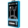 Sandberg 3in1 Lightning+MicroUSB+USB-C 1m, 1 m, Micro-USB A, USB A, Male/Male, Black, Grey