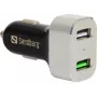 Sandberg Car Charger 1xQC 3.0+1xUSB2.4A, Auto, Cigar lighter, 12 V, Aluminium, Black