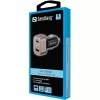 Sandberg Car Charger 1xQC3.0+1xUSBC 24W, Auto, Cigar lighter, 12 V, Black, Grey