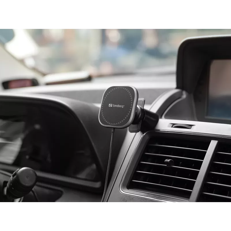 Sandberg In Car Wireless Magnetic Charger 15W, Auto, USB, Wireless charging, 1.2 m, Black