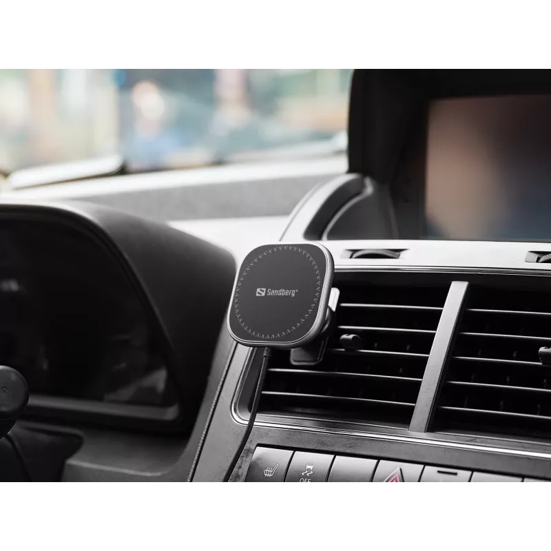 Sandberg In Car Wireless Magnetic Charger 15W, Auto, USB, Wireless charging, 1.2 m, Black