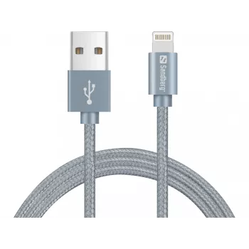Sandberg Excellence Lightning Grey 1m, 1 m, Lightning, USB A, Grey, Straight, Straight
