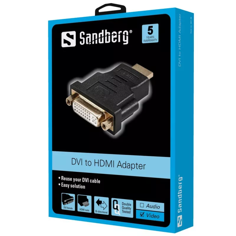 Sandberg Adapter DVI-F - HDMI-M, HDMI, DVI, Black