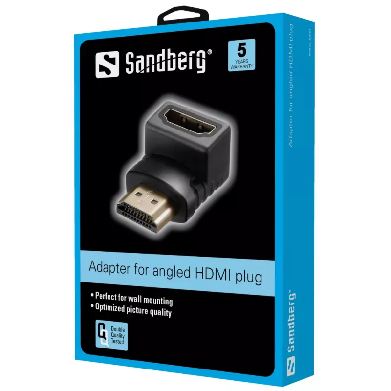 Sandberg HDMI 2.0 angled adapter plug, HDMI, HDMI, Black