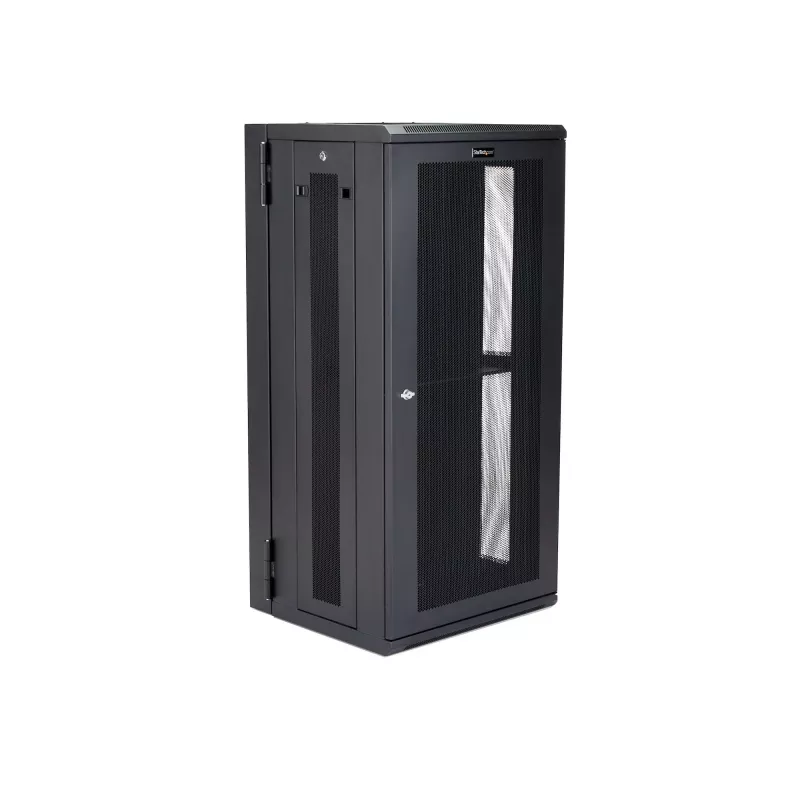 StarTech.com 4-Post 26U Wall Mount Network Cabinet with 1U Shelf, 19 inch Hinged Wall-Mounted Server Rack for Data / AV / Electronics / Computer Equipment, Flexible Vented Rack Enclosure