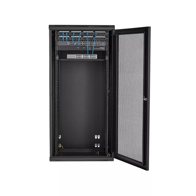 StarTech.com 4-Post 26U Wall Mount Network Cabinet with 1U Shelf, 19 inch Hinged Wall-Mounted Server Rack for Data / AV / Electronics / Computer Equipment, Flexible Vented Rack Enclosure