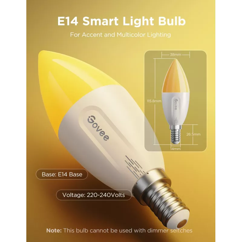 LED bulb Govee B600CCC1 RGBWW E14 2-pack — smart color-adjustable light, warm-to-cool white