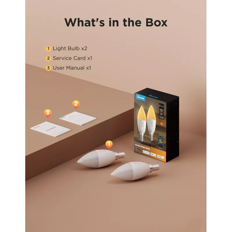 LED bulb Govee B600CCC1 RGBWW E14 2-pack — smart color-adjustable light, warm-to-cool white