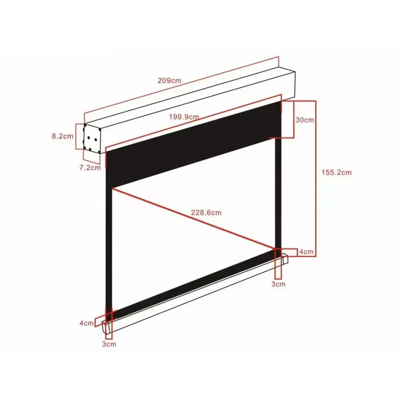 Motorized Projection Screen MULTIBRACKETS M 16:10 90 inch (Viewable 193.9×121.2 cm) Matte White, Black/White