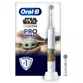 Oral-B PRO Junior Star Wars, Child, Rotating toothbrush, Daily care, Polishing, Sensitive, Multicolour, White, 4 x 30 sec, Soft