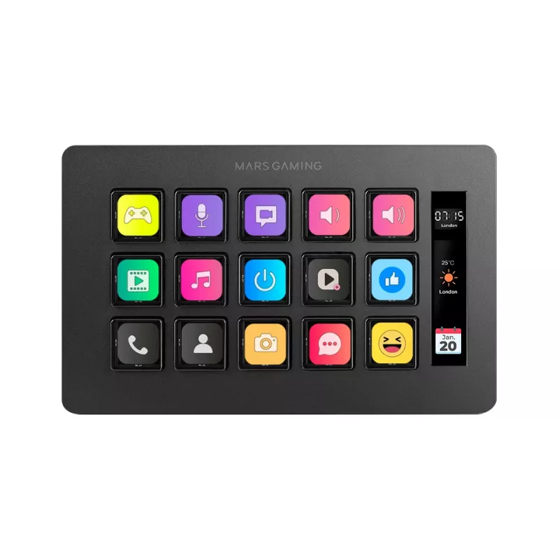 Mars Gaming Control Deck Slim MSD-ONE, Black, 15 buttons, Touch, 132 mm, 81 mm, 61 mm
