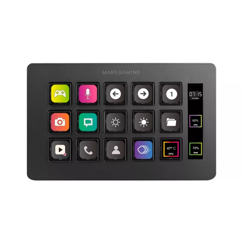 Mars Gaming Control Deck Slim MSD-ONE, Black, 15 buttons, Touch, 132 mm, 81 mm, 61 mm