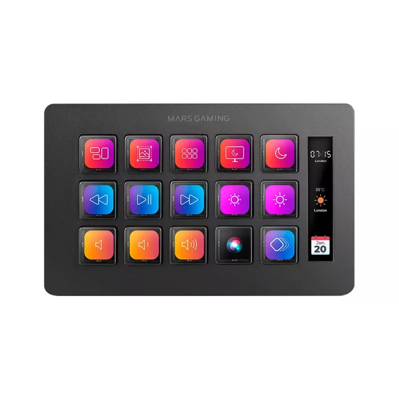 Mars Gaming Control Deck Slim MSD-ONE, Black, 15 buttons, Touch, 132 mm, 81 mm, 61 mm