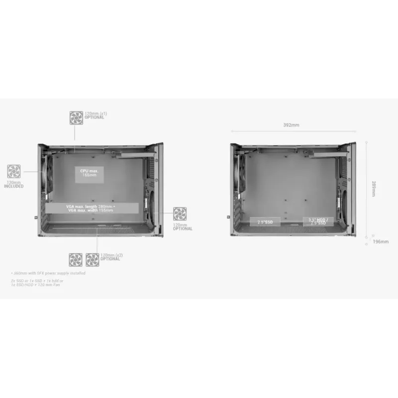 Computer Case Mars Gaming MCXPS mATX Ultra-Compact Black
