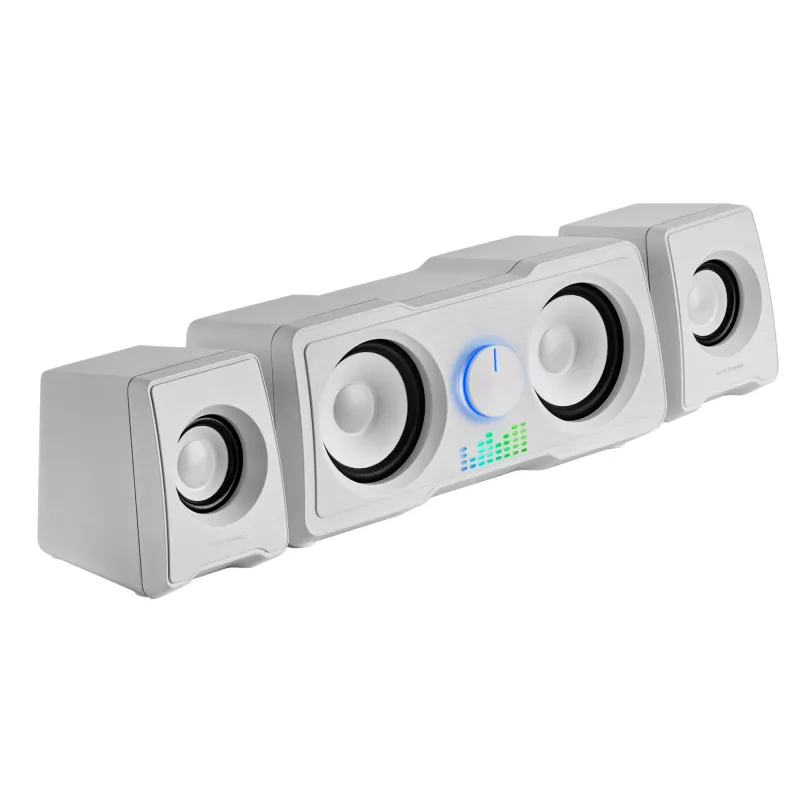 Mars Gaming MS22W Compact Gaming Speakers 2.2 RGB Flow Subwoofer + 4 Active Speakers DSP Sound 35W White