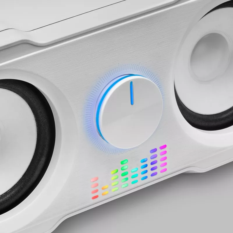 Mars Gaming MS22W Compact Gaming Speakers 2.2 RGB Flow Subwoofer + 4 Active Speakers DSP Sound 35W White