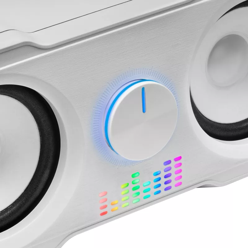 Mars Gaming MS22W Compact Gaming Speakers 2.2 RGB Flow Subwoofer + 4 Active Speakers DSP Sound 35W White