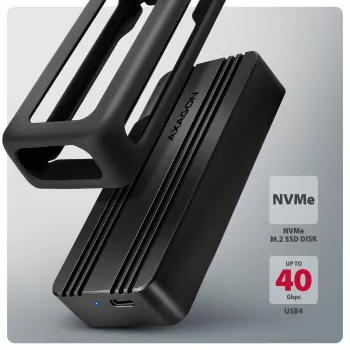 Axagon EEM2-40G USB-C 40Gbps M.2 NVMe SSD Enclosure, ARMORED Aluminum