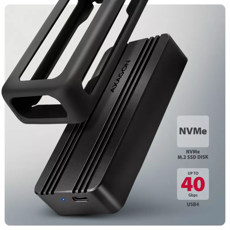 Axagon EEM2-40G USB-C 40Gbps M.2 NVMe SSD Enclosure, ARMORED Aluminum