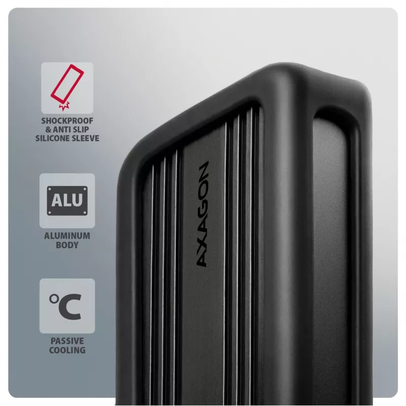 Axagon EEM2-40G USB-C 40Gbps M.2 NVMe SSD Enclosure, ARMORED Aluminum