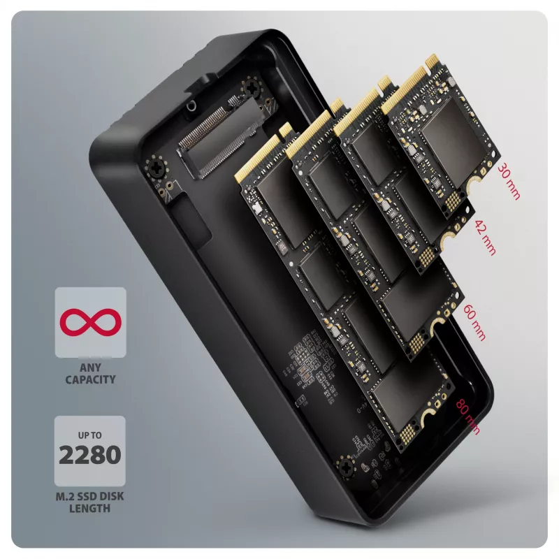 Axagon EEM2-40G USB-C 40Gbps M.2 NVMe SSD Enclosure, ARMORED Aluminum