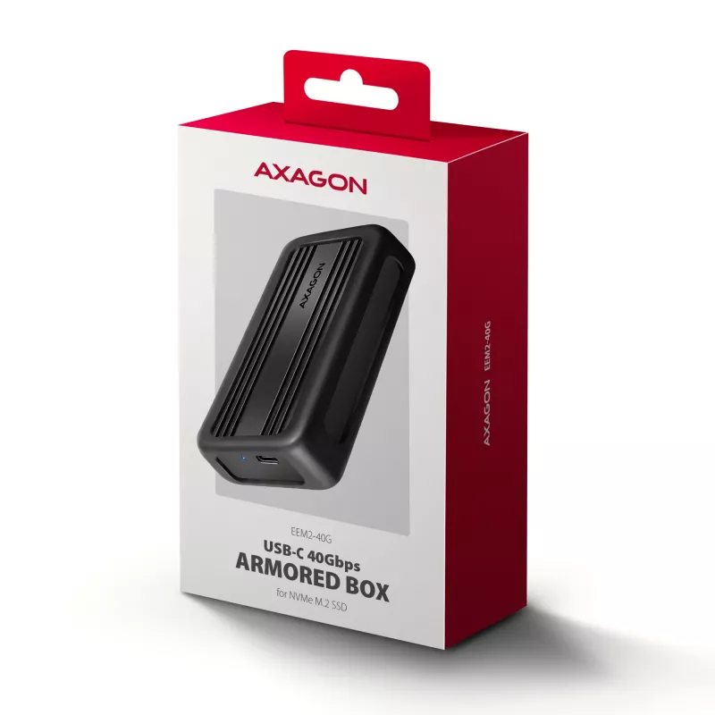 Axagon EEM2-40G USB-C 40Gbps M.2 NVMe SSD Enclosure, ARMORED Aluminum