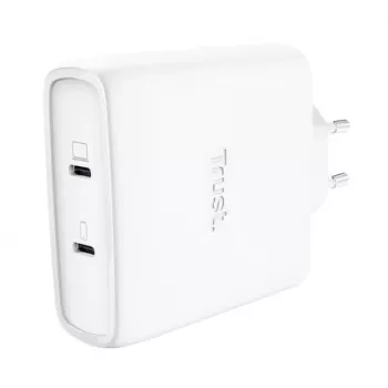 Charger TRUST Maxo 100W 2-Port USB-C GaN — 100 W, 2x USB-C, 20 V max, AC indoor, 2 m cable, white