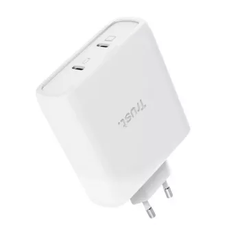 Charger TRUST Maxo 100W 2-Port USB-C GaN — 100 W, 2x USB-C, 20 V max, AC indoor, 2 m cable, white