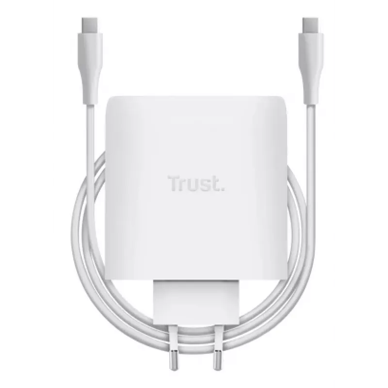 Charger TRUST Maxo 100W 2-Port USB-C GaN — 100 W, 2x USB-C, 20 V max, AC indoor, 2 m cable, white