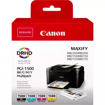 Canon PGI-1500 BK/C/M/Y Ink Cartridge Multi Pack, Black, Cyan, Magenta, Yellow, Pigment-based ink, Pigment-based ink, 12.4 ml, Multi pack