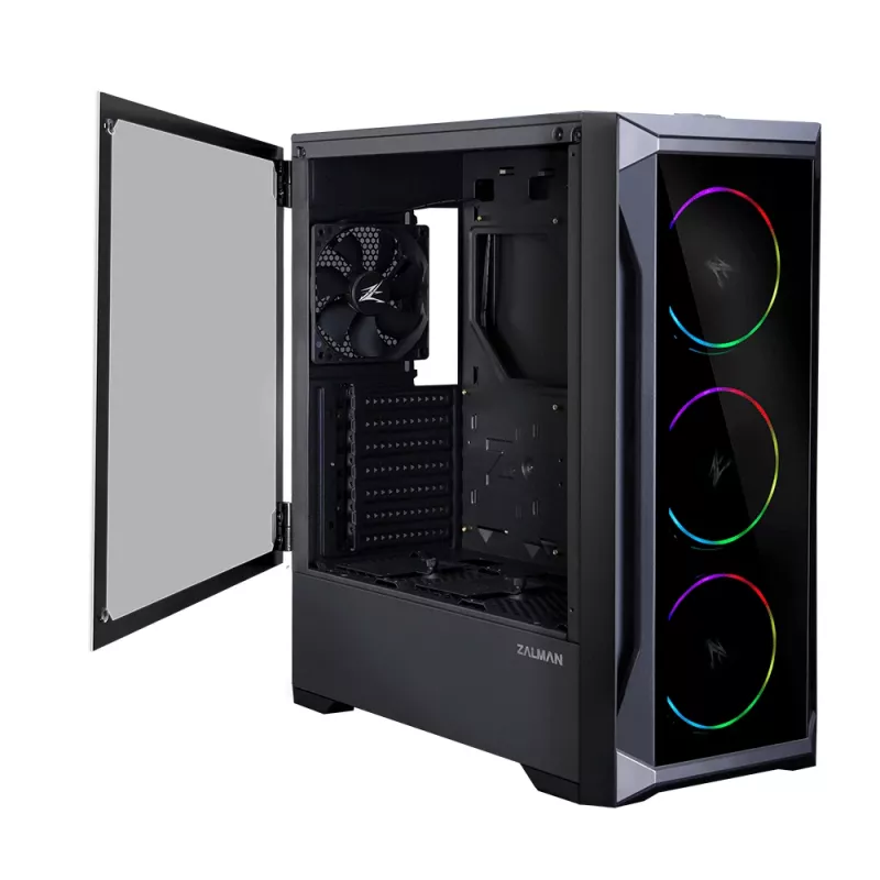 Zalman Z8 TG ATX Mid Tower PC Case, ARGB fan x3, T/G Midi Tower Black