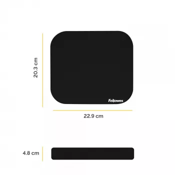 Fellowes Premium Mousepad - Black, Black, Monochromatic, Polyester, Rubber