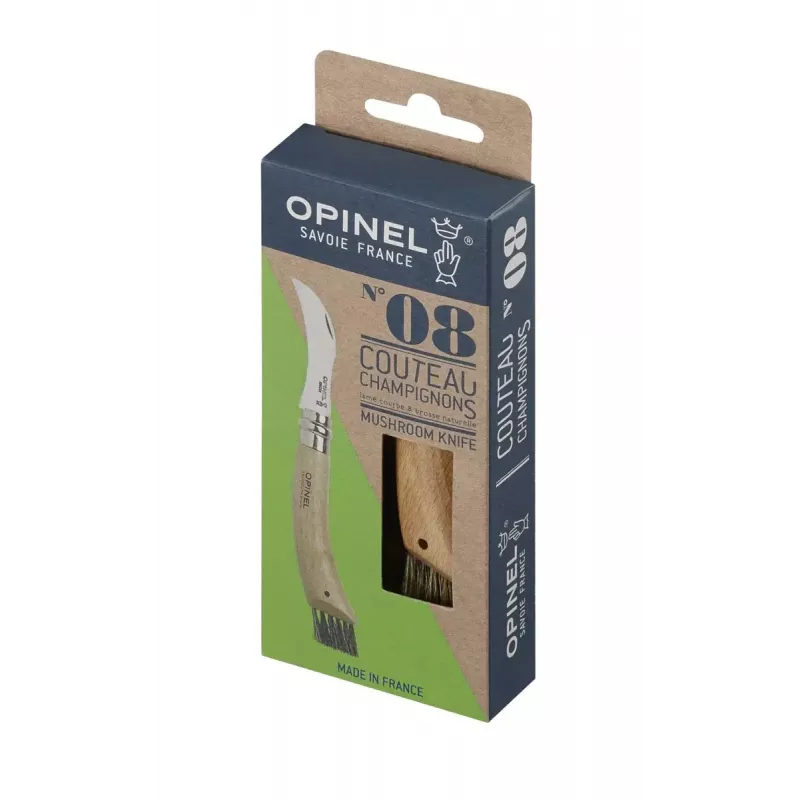 Opinel No. 08 Mushroom foldable knife w. Brush