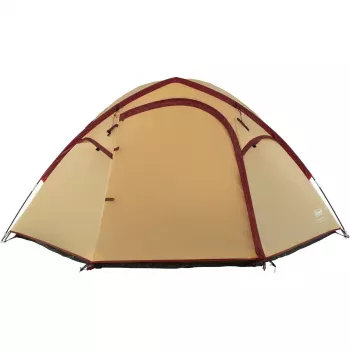 COLEMAN Darwin 4 Plus Summer camping tent 4-person — beige/dark red