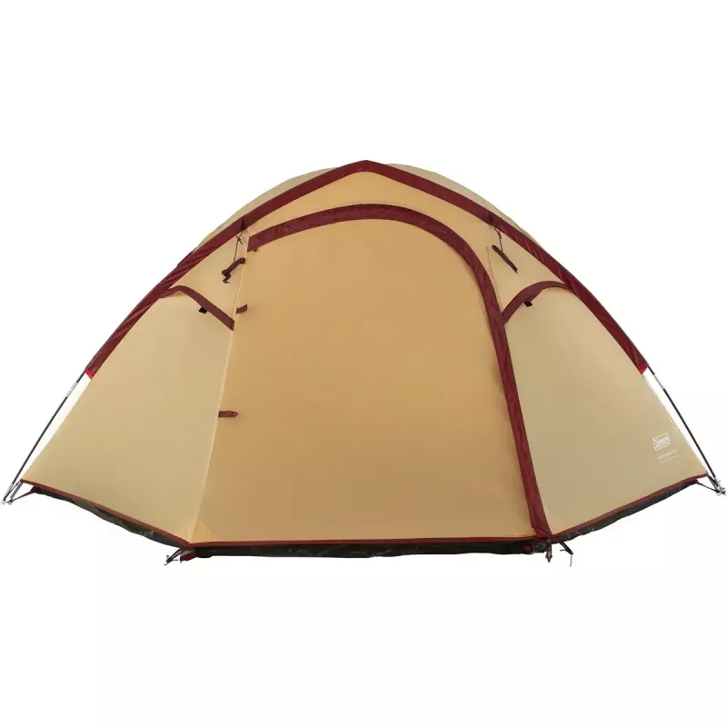 COLEMAN Darwin 4 Plus Summer camping tent 4-person — beige/dark red
