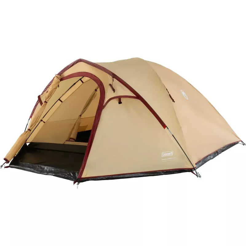COLEMAN Darwin 4 Plus Summer camping tent 4-person — beige/dark red