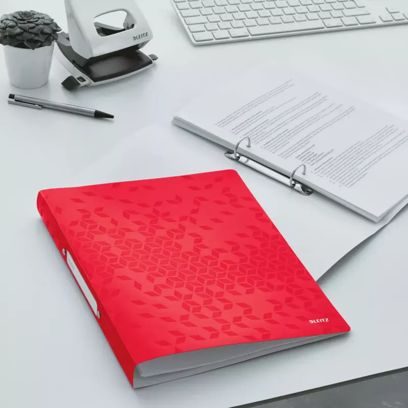 Leitz WOW Ring Binder A4 Red Round Ring Polypropylene 32mm