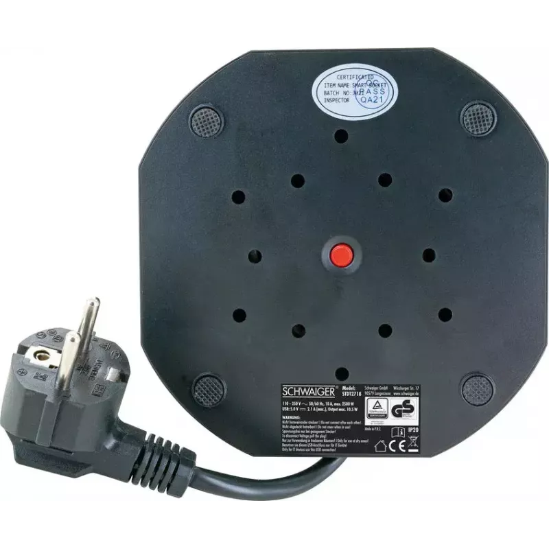 Power Extension Schwaiger STDT2718 1.8m 7 AC Outlets Indoor Black White
