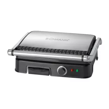 Contact grill BOMANN KG 2242 CB — double-sided grill, non-stick plates, adjustable thermostat, black/stainless steel