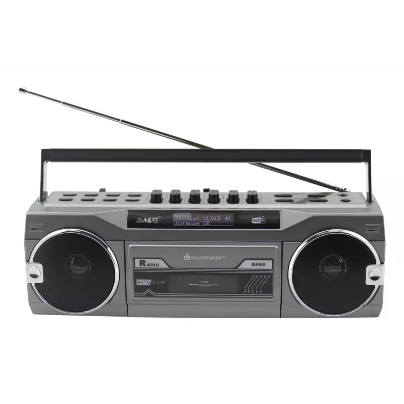 Portable cassette player Soundmaster SRR80TI with DAB+ and FM, LCD display, 3 W RMS, 3.5 mm headphone, battery/230V