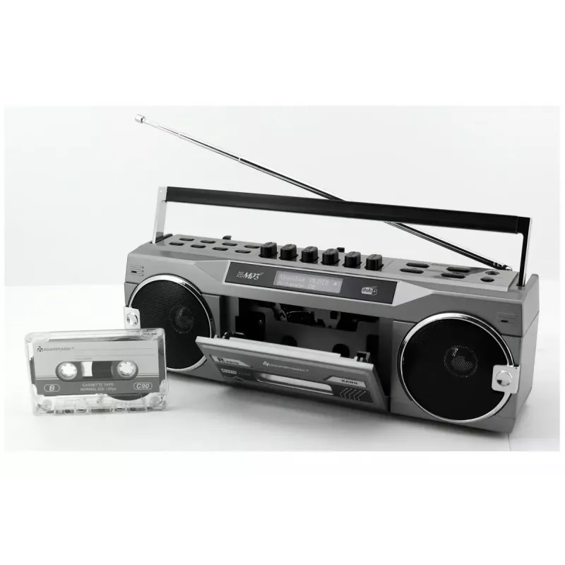 Portable cassette player Soundmaster SRR80TI with DAB+ and FM, LCD display, 3 W RMS, 3.5 mm headphone, battery/230V