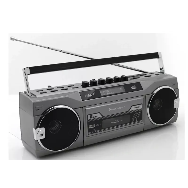 Portable cassette player Soundmaster SRR80TI with DAB+ and FM, LCD display, 3 W RMS, 3.5 mm headphone, battery/230V
