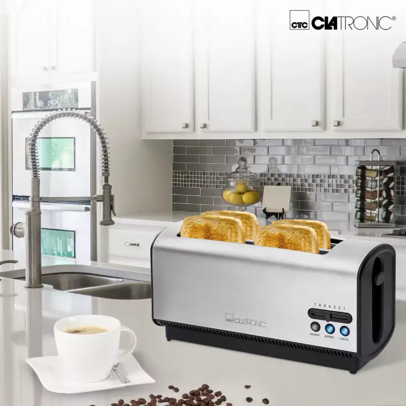 Toaster Clatronic TA 3687 4 slice 1200 W Black Stainless steel