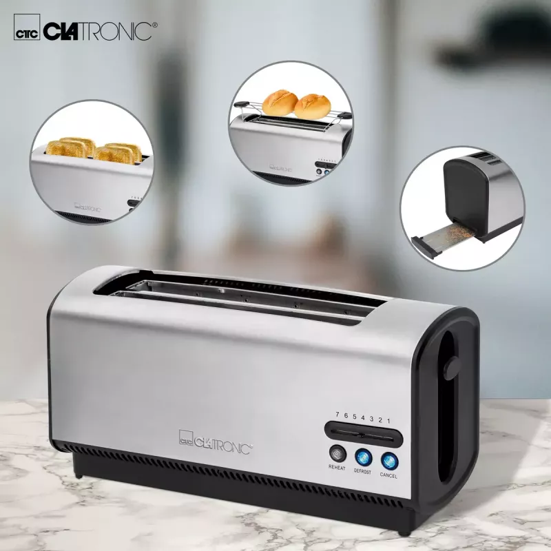 Toaster Clatronic TA 3687 4 slice 1200 W Black Stainless steel
