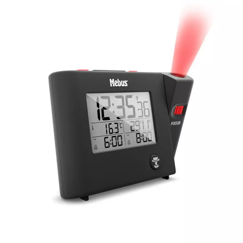 Digital alarm clock Mebus 25795 Black Rectangle Battery USB