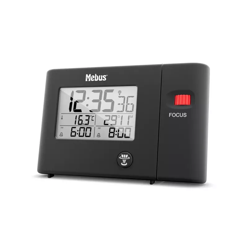 Digital alarm clock Mebus 25795 Black Rectangle Battery USB
