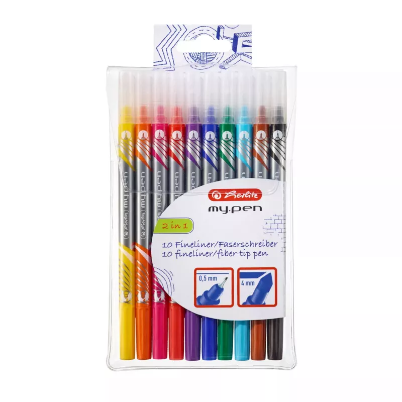 Marker Herlitz 11367232 Fine tip 10 pc(s) Black Blue Brown Green Orange Pink Purple Red Yellow