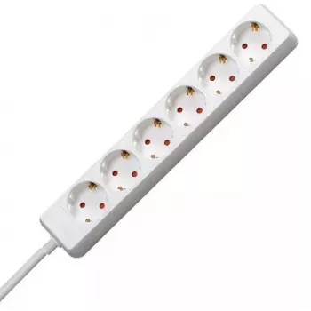 Power extension EFB Elektronik Kopp 120613005 — 1.4 m cable, 6 Type F AC outlets, 16 A, 250 V, indoor, red/white
