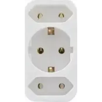 Electrical transition plug REV 2-fold with safety contact, white, model 0512735777 WS